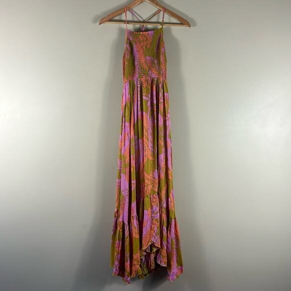 Free People Heat Wave Floral Print High Low Dress in Gold - Picture 2 of 6
